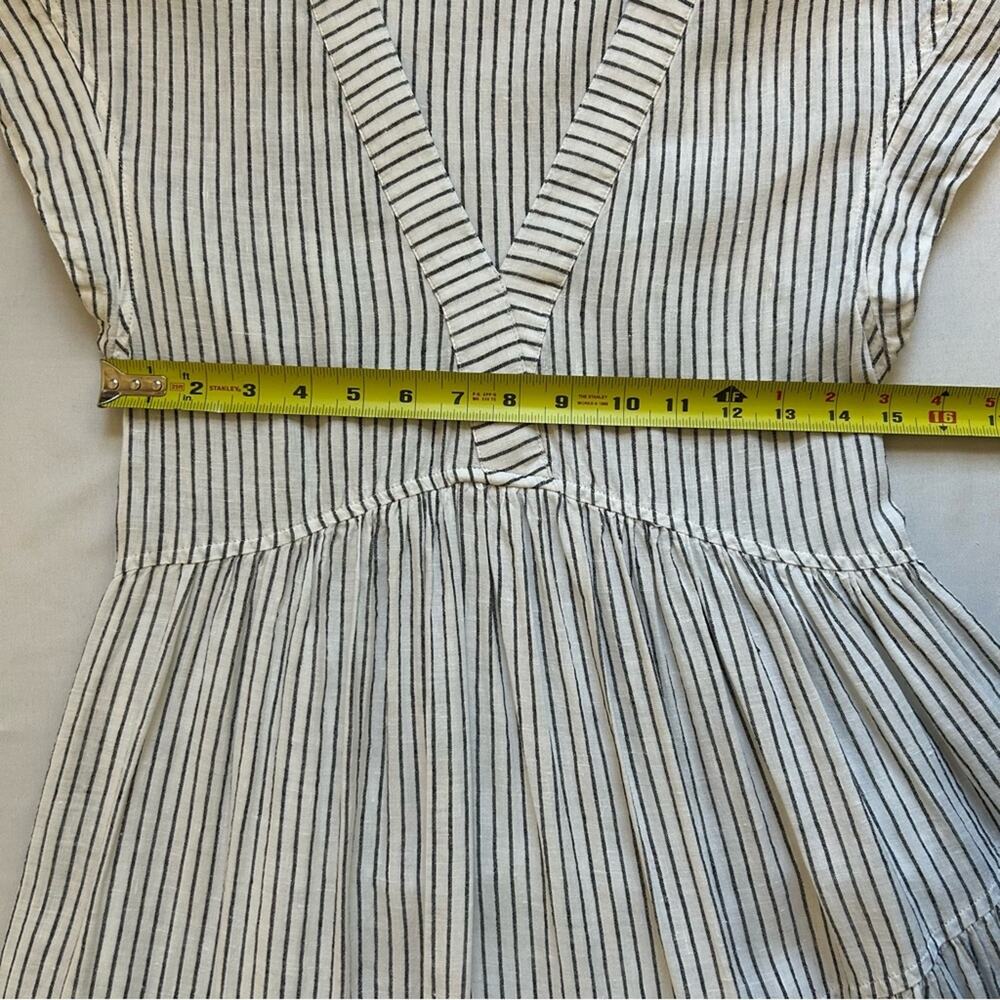 Vineyard Vines Jet Stripe 100% Linen Tiered Dress White Striped XS - Picture 5 of 14